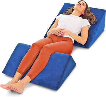 Health Bed Wedge Pillow - 2 Separate Memory Foam Incline Cushions, System for Legs, Knees and Back Support Pillow