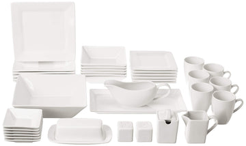 Nova Square 40 pc Dinnerware Set, Cream White
