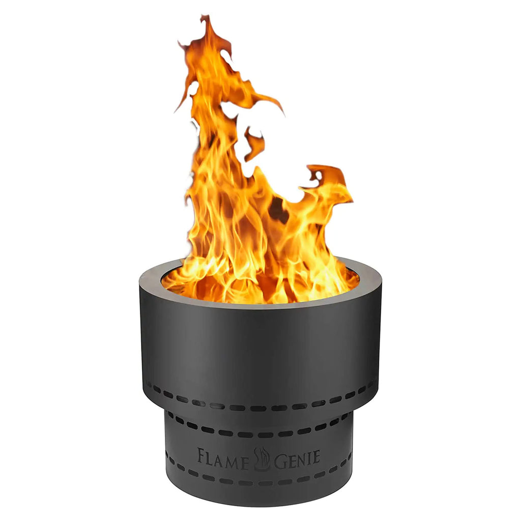 Portable Smokeless Wood Pellet Outdoor Fire Pit, 19" Diameter, Black Galvanised Steel