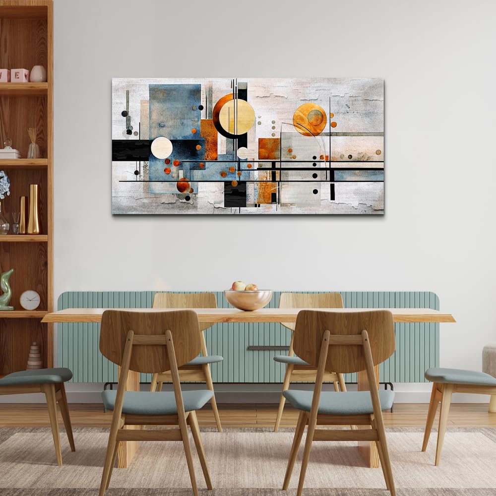 Large Modern Abstract Horizontal Wall Art, 40x20 In