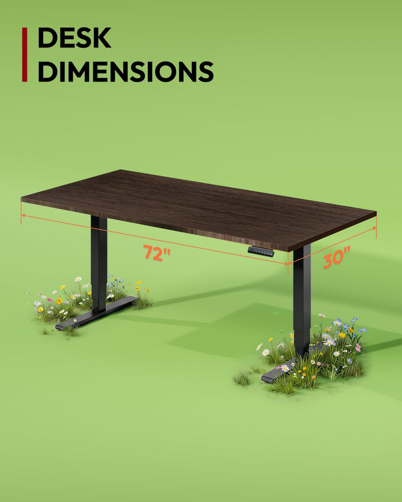 Solid Bamboo Dual Motor Standing Desk, 220 lbs, 72×30