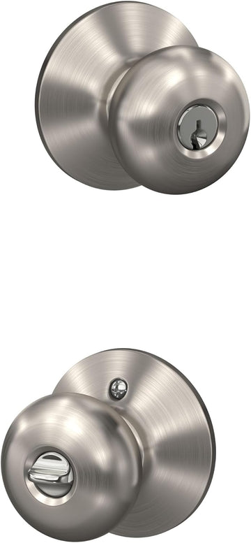 Plymouth Keyed Entry Door Knob, Interior/Exterior, Satin Nickel