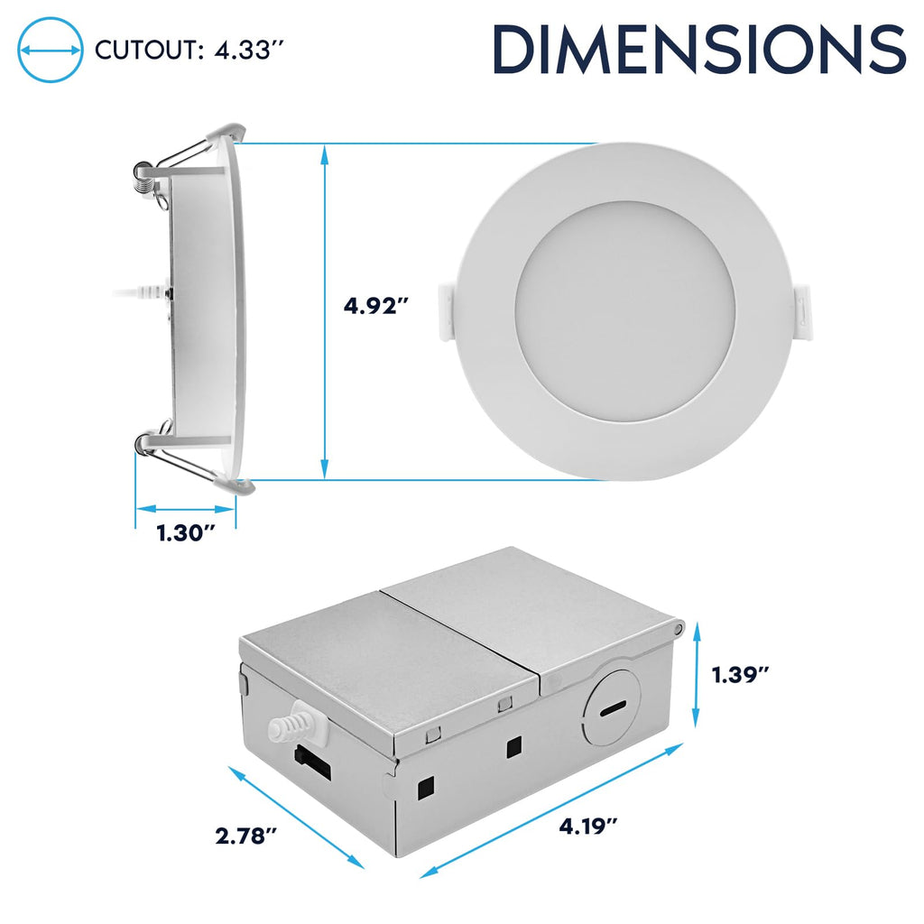 4 Inch LED Recessed Light, ECO Backlit Mini Panel Spotlight, 4 Pack