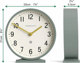 Q Mantel Clock | Modern Classic Round Mantel Clock | Asparagus Green | Contemporary Style for Mantel, Desk