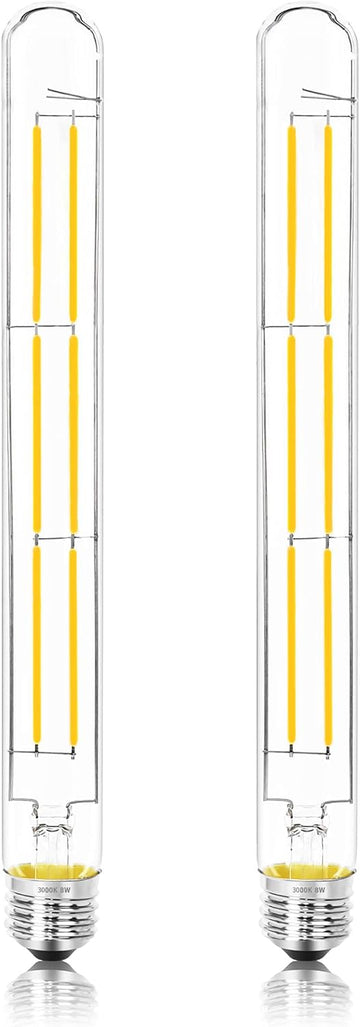 3000K Warm White Light Bulbs E26 Base, T10 T9 Edison Bulbs Dimmable 8W, AC 120V 100 Watt Equal Filament