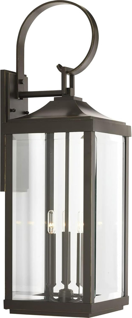 Gibbes Street 3-Light Outdoor Wall Lantern with Clear Beveled Glass - Antique Bronze