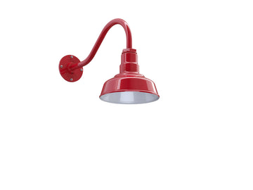 Small Barn Light 8 Inch Gooseneck Outdoor Farmhouse Wall Sconce | Red