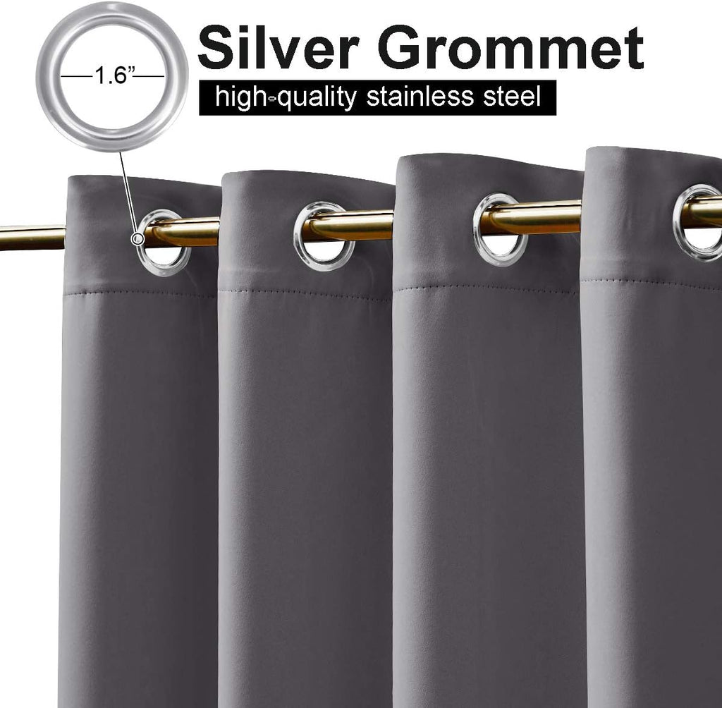 Outdoor Curtain Waterproof 108" Length, Windproof Thermal Insulated Rustproof Top and Bottom Grommet Fixed Blackout