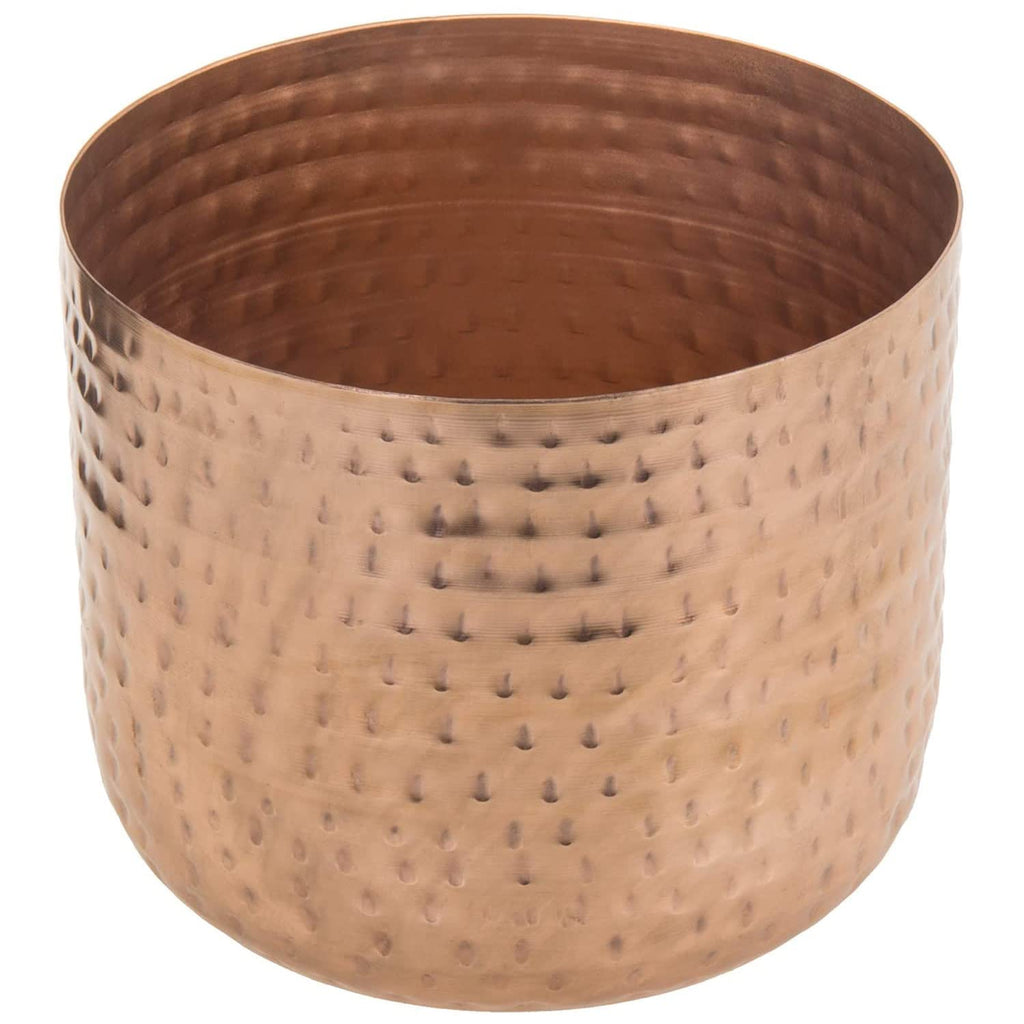 6 Inch Copper Tone Metal Plant Pot with Hammered Design, Decorative Small Succulent Planter - Handcrafted in India