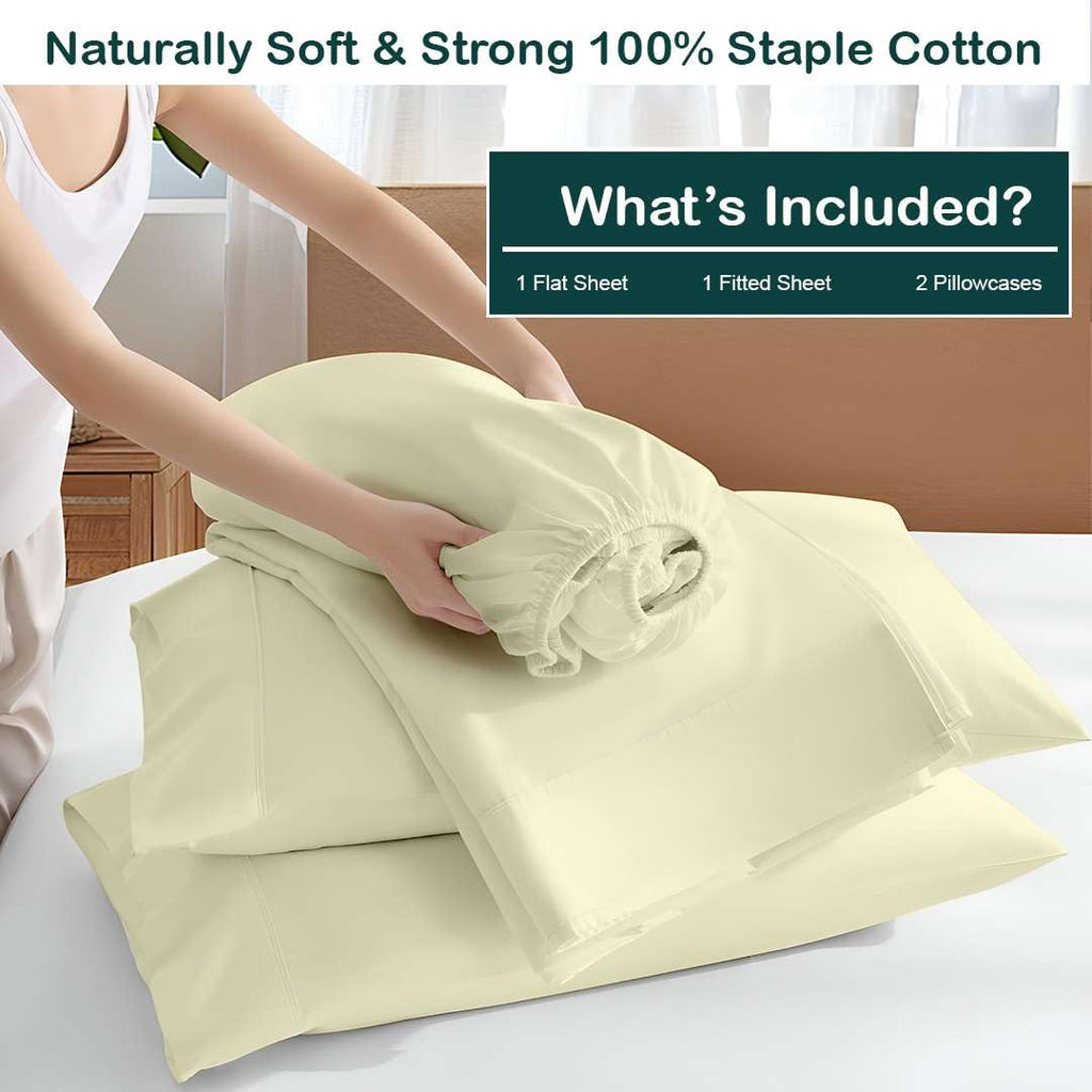 Queen 4 Piece Sheet Set, 100% Egyptian Cotton, Soft Cooling Hotel Luxury Bedding Sheets, Deep Pocket Fits 35 cm