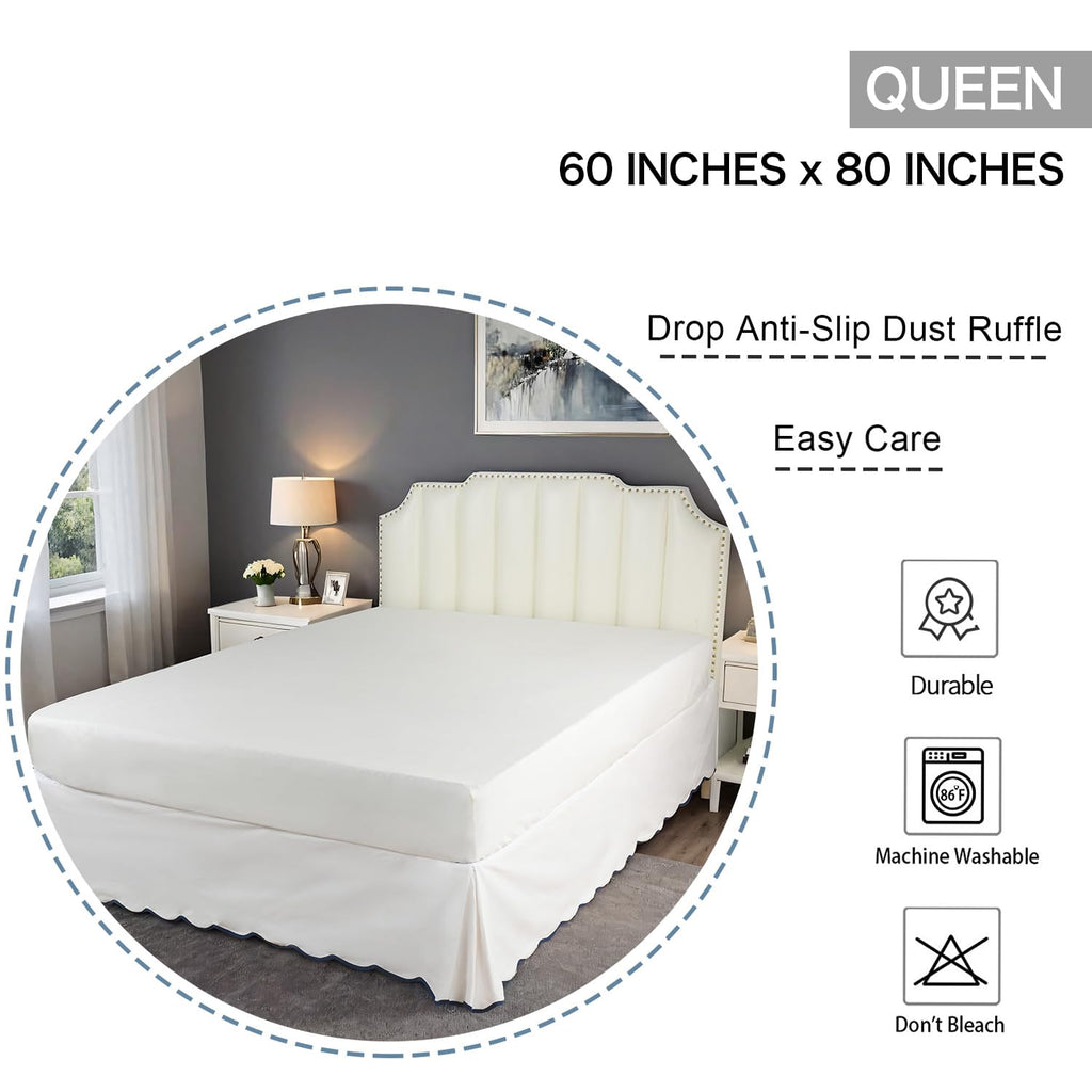 Chic 14'' Queen BedSkirts Scallop Edge Pleated Dust Ruffle