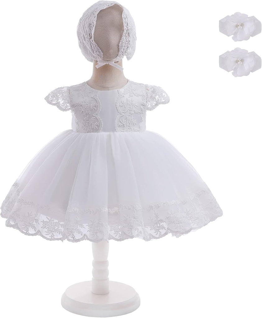 Baby Girl Baptism Dress 3PCS Infant Embroidered Christening Formal Gowns Outfit for Party Wedding