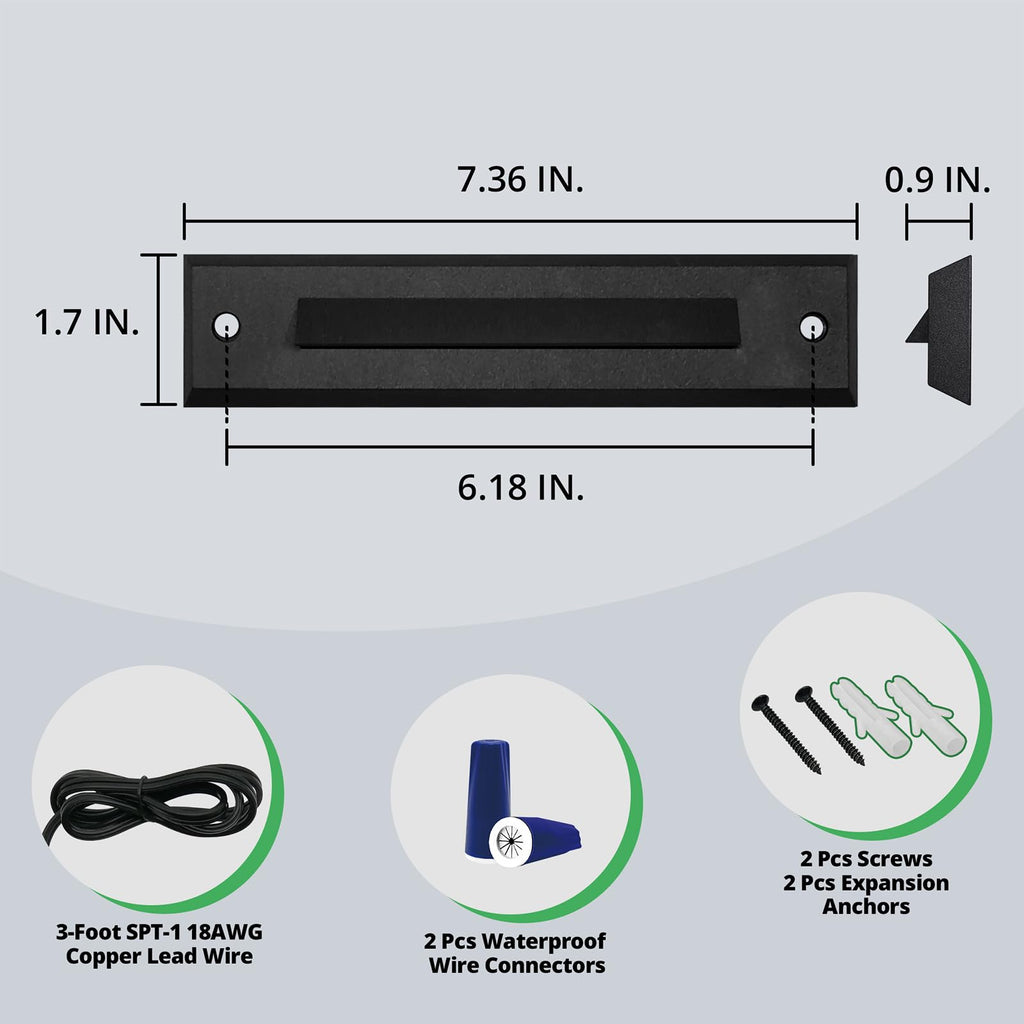 Low Voltage LED Linear Step Lights, Black
