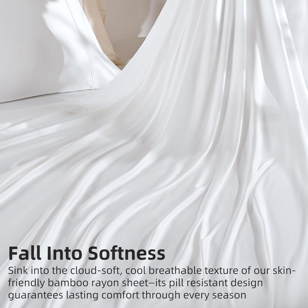 California King Bamboo Rayon Fitted Sheet with 2 Pillowcases, Soft
