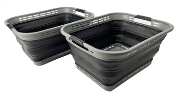 42L (11 Gallons) Collapsible Plastic Laundry Basket - Foldable Pop Up Storage Container/Organizer - Portable Washing