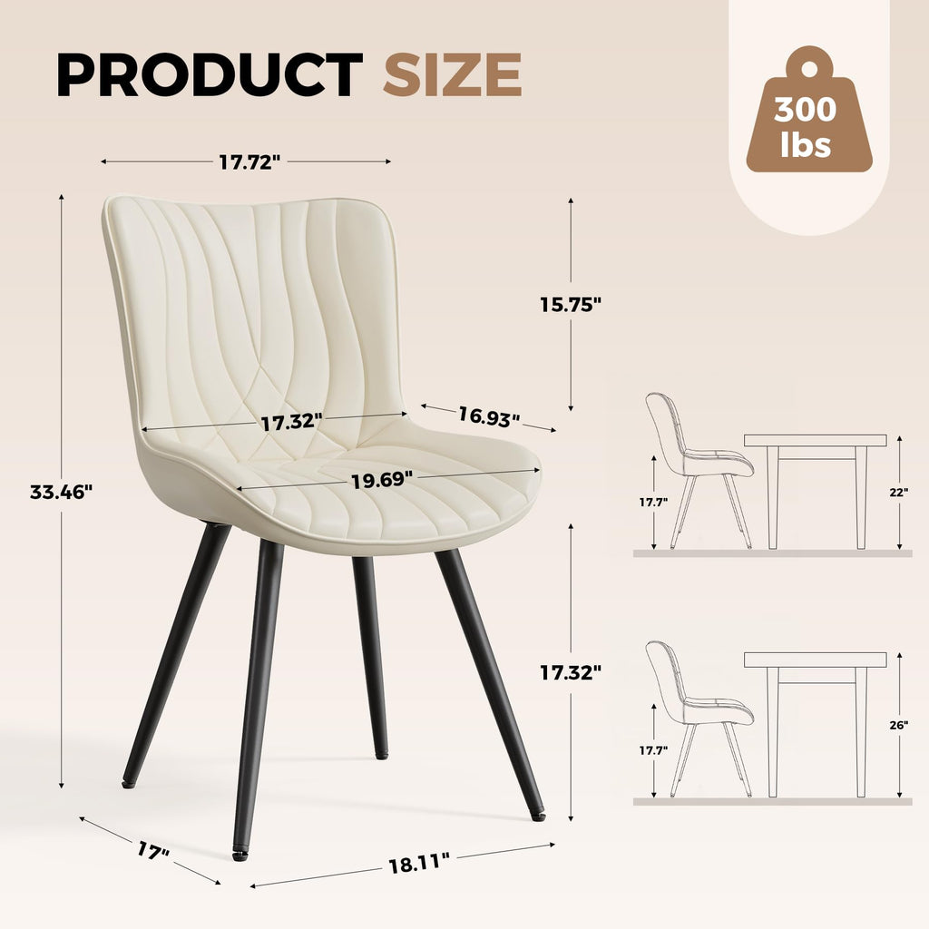 Modern Dining Chair, PU Leather Dining Room Chairs Set of 6