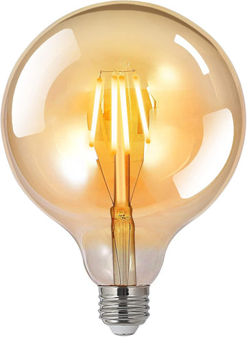 LED Bulbs 60 Watt Equivalent, 2 Pack 6W G125 Led Globe Bulbs, Antique Vintage Light Bulbs Amber, E26 LED Edison Light