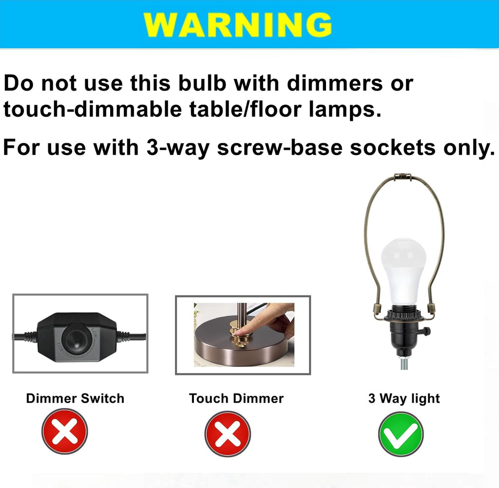 3-Way LED Bulb A19 E26, 50/100/150W Equivalent, 3000K Soft White
