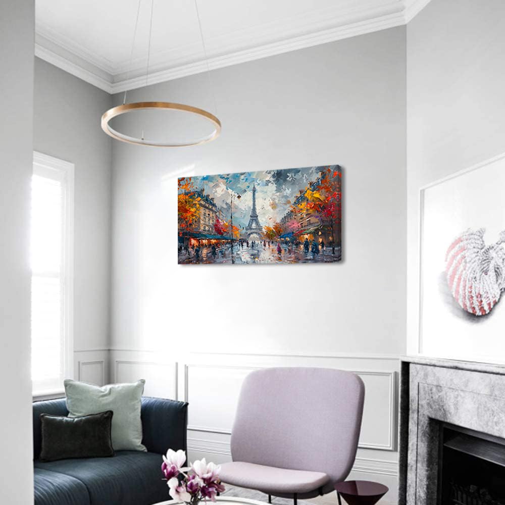 Eiffel Tower in Paris French Landscape Street View Wall Decor Artwork (20x40 Inches)