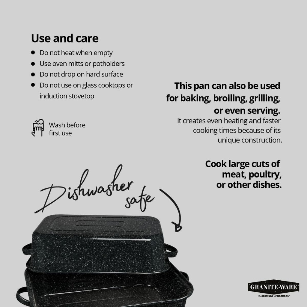 Covered Rectangle Roaster - Enamel on Steel, Speckled Black