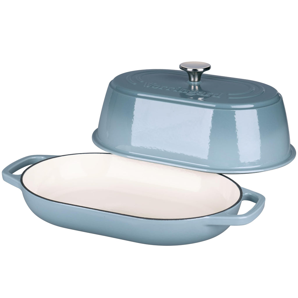 Enameled Cast Iron Dutch Oven Pot with Dome Lid, Oval Bread Oven made Sourdough Bread Baking, Oven Safe up to 500°F