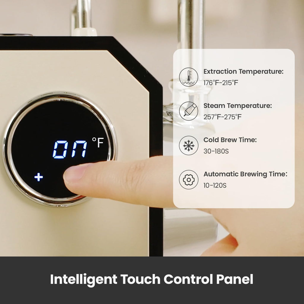 Espresso Machine, Cold & Hot Brew Espresso Maker with Dual PID Temperature Control, Dual Display, 15 Bar Pump