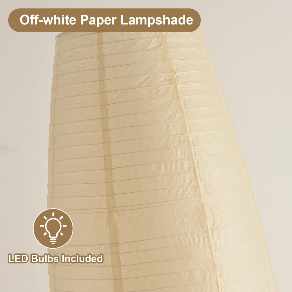 Off-White Paper Lamp Paper Floor Lamp, 3-Lights Bulbs Included