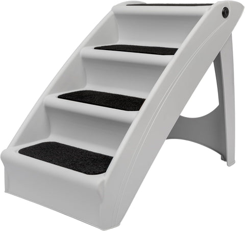 CozyUp Folding Dog Stairs, Portable Indoor/Outdoor Pet Steps for Bed, Couch & Car, Grey, 20 Inch