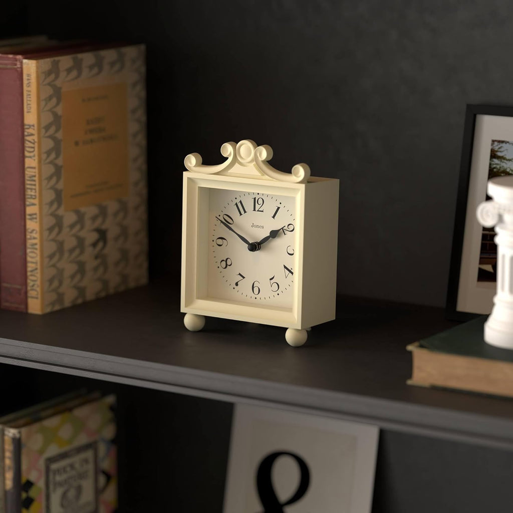 Parlour Mantel Clock - Small Classic Carriage Clock - Cream - Elegant Square Decorative case, Perfect for Mantel, Shelf, Table or Bedside