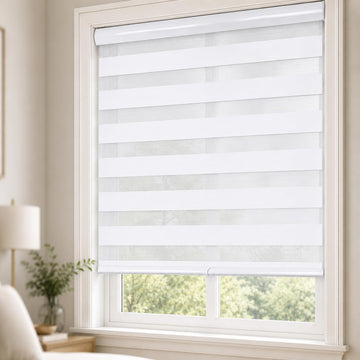 Cordless Zebra Blinds Roller Shades, White, 73" W x 72" H