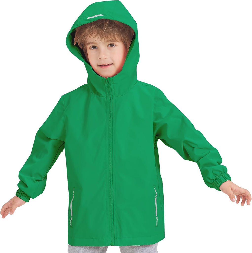 Boys Girls Waterproof Rain Jacket Lightweight Windbreaker Hooded