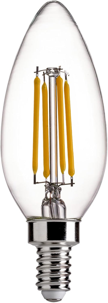 100W Equivalent Candelabra LED Bulbs 5000K Daylight, Dimmable LED Chandelier Light Bulbs, Porch, 800LM, E12 Base, 4