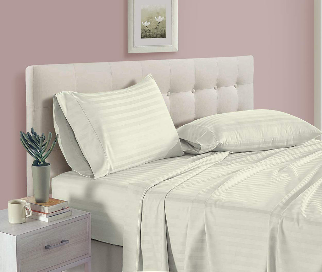 Attached Waterbed Sheet Set King/Cal King Size 800 Thread Count 100% Cotton 4 Piece 15 Inches Deep Pocket Attached