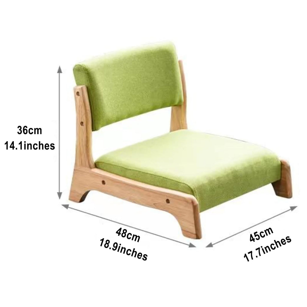 Japanese Floor Chair, Comfy Zaisu Meditation Chair with Back Support, Solid Wood Frame Low Kotatsu Seat, Bay Window