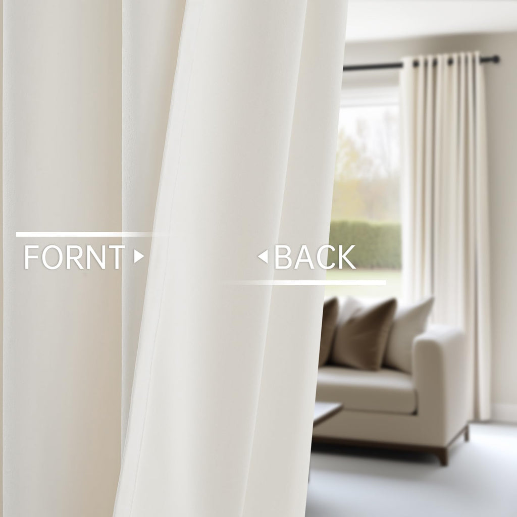 Cream Ivory 84 Inches Long Velvet Curtains White Elegant Boho Soft Velvet Light Blocking Privacy Window Curtain