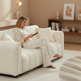 91.5" W Cloud Boucle Sofa for Living Room, Modern Comfy Boucle Couch with Rolled Arms and Soft Pillows