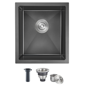 15"x17" Undermount Single Bowl Bar Sink 304 Black Stainless Steel