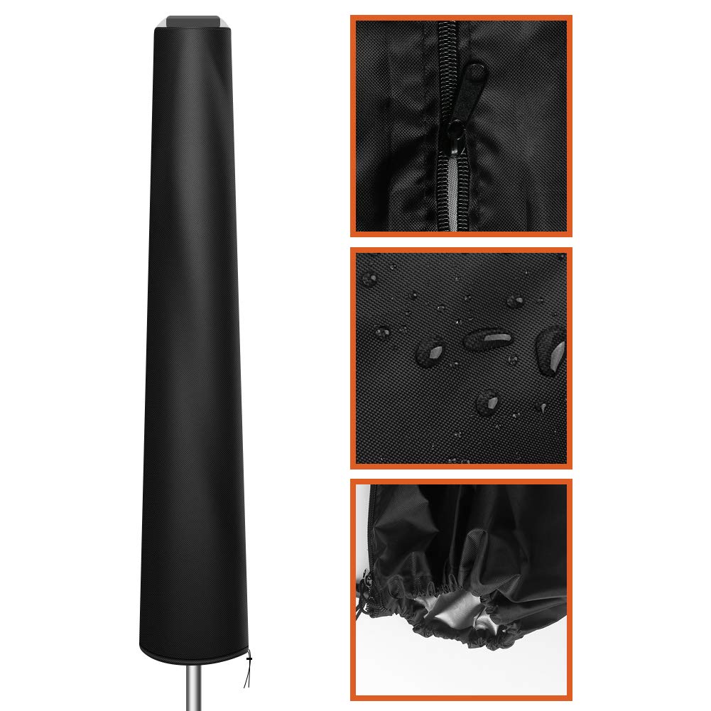 With Rod for Solar Parasol Durable 420D Oxford Fabric Garden with Zip Waterproof, Windproof and Anti-UV for 7ft to