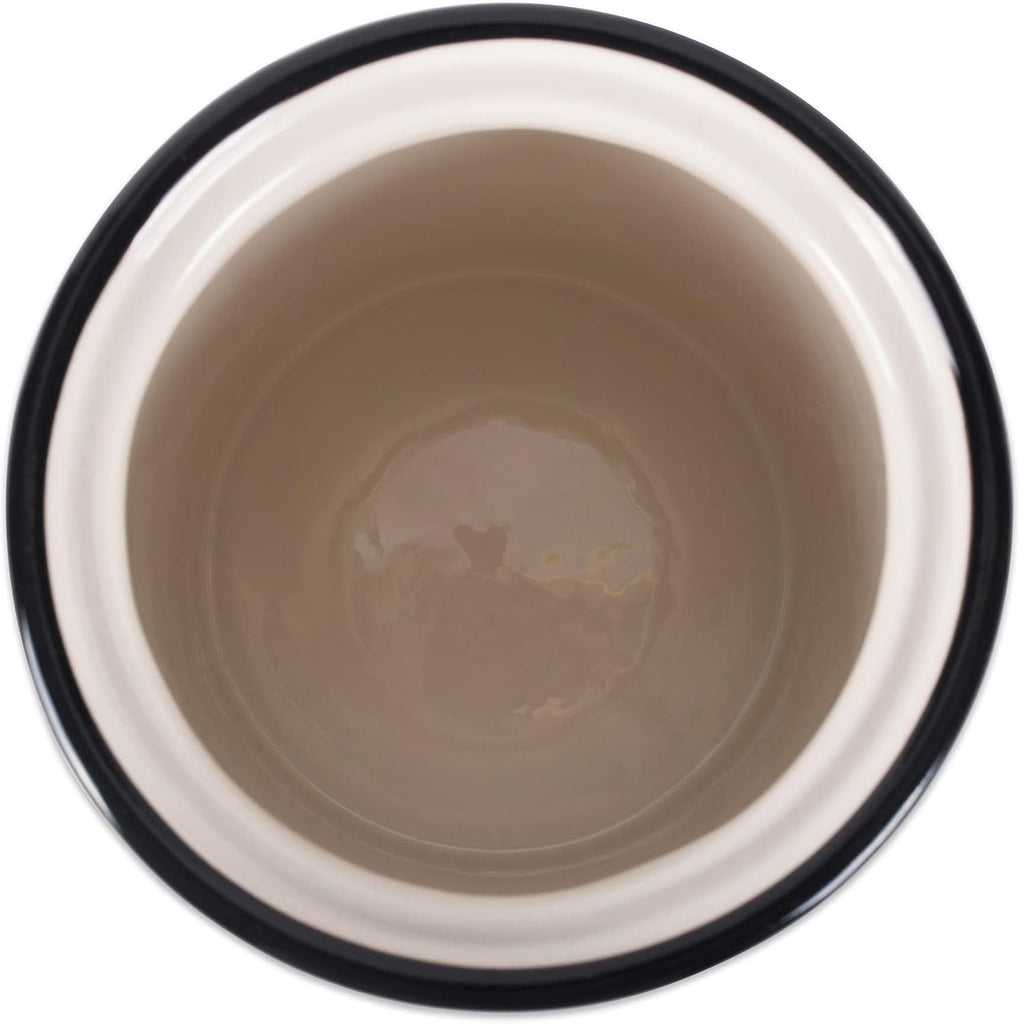 Dog Bone Ceramic Pet Bowl & Canister, Canister, 5.5x5.5x8.25, Black/White