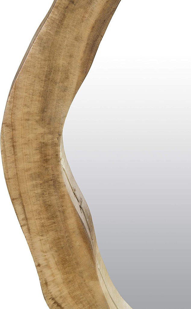 Irregular Wood Wall Mirror, Live Edge Rustic Accent Mirror