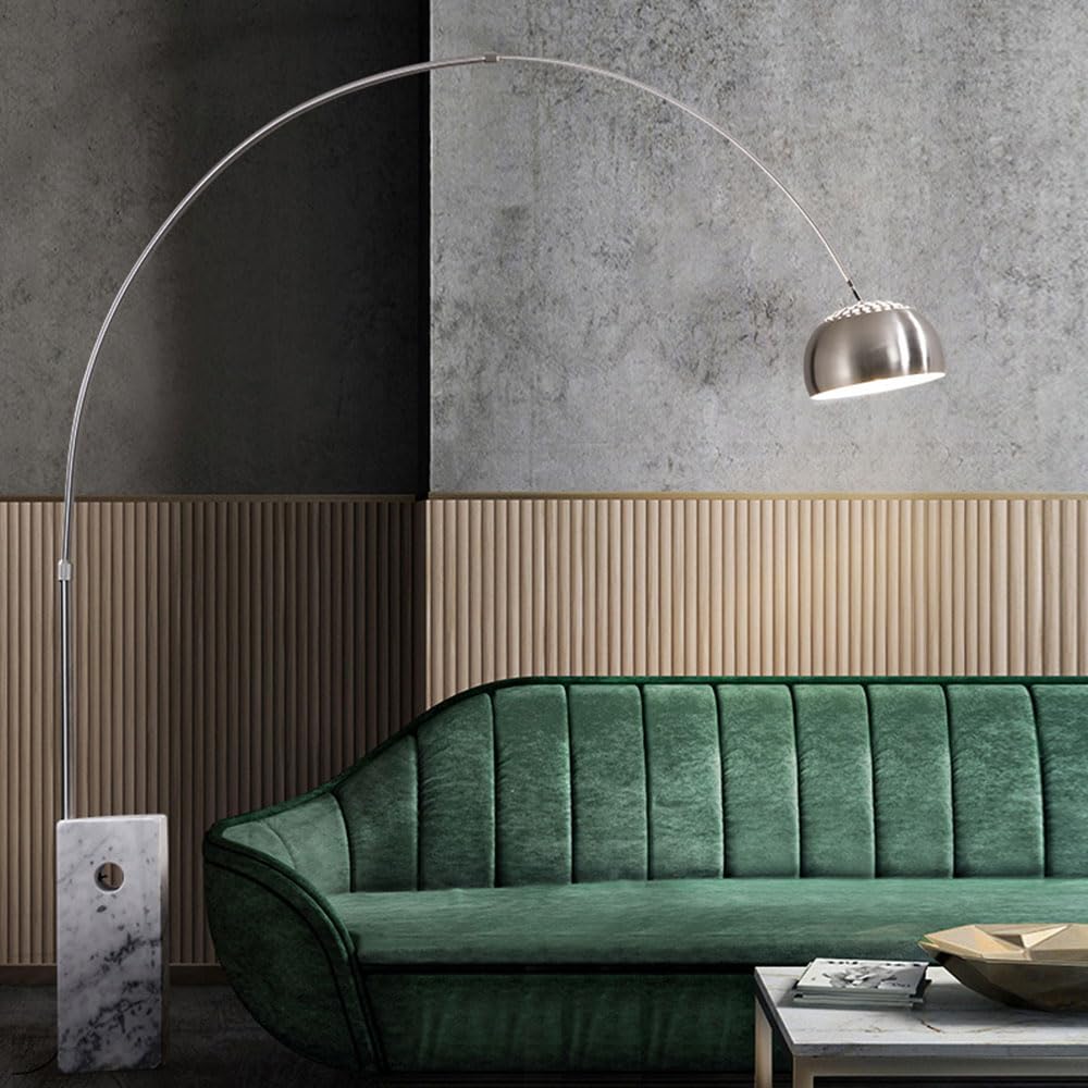 Arc Floor Lamp with Rectangle Marble Base, Adjustable Height