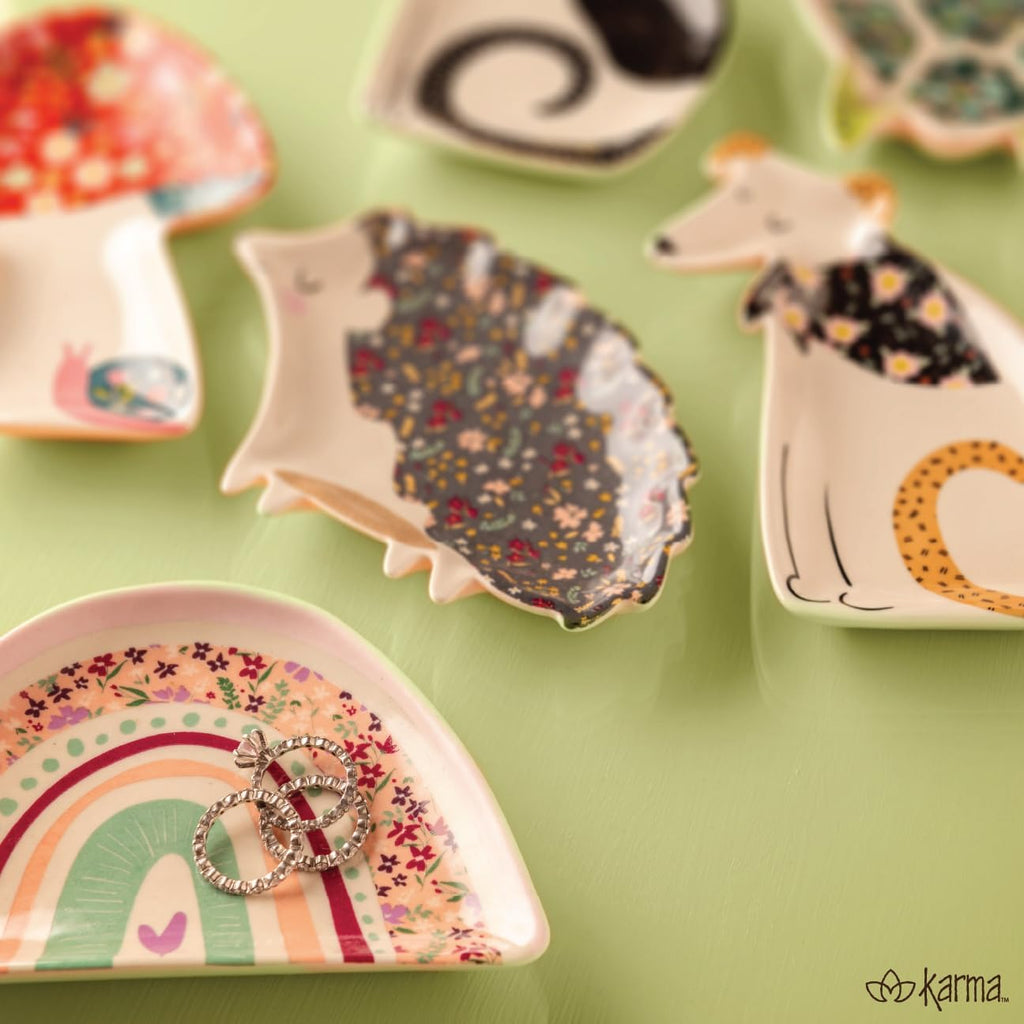Calico Trinket Tray, Ceramic Jewelry Dish, Shaped Trinket Tray, Decorative Ceramic Trinket Dish, Jewelry Dish Tray