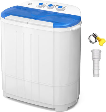 Portable Washing Machine, Twin Tub Washing Machine Laundry Compact Washer spinner Combo with 14lbs capacity, 9Lbs