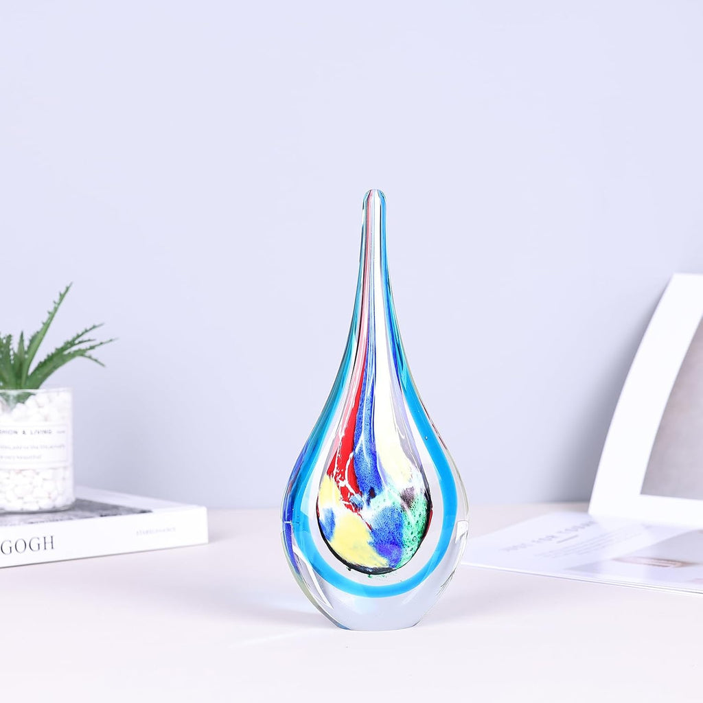 Hand Blown Glass Sculpture, Unique Mediterranean Style Decor, with Crystal-Like Finish, Decorative