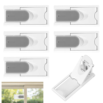 6pcs Sliding Door Child Lock, ABS No Drill Adhesive Safety Patio Kid Lock