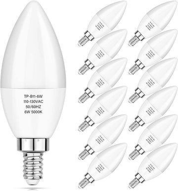 E12 Candelabra LED Bulbs 60W Equivalent, 600 Lumens 6W, 12-Pack