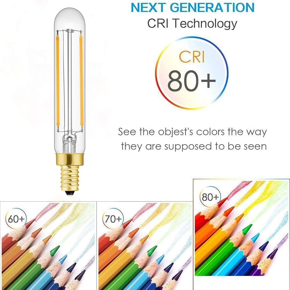 T20 T6 Small LED Bulb Long Filament 2W Equal 25 Watt E12 Candelabra Edison Tubular LED Light Bulb Dimmable 2700K Warm