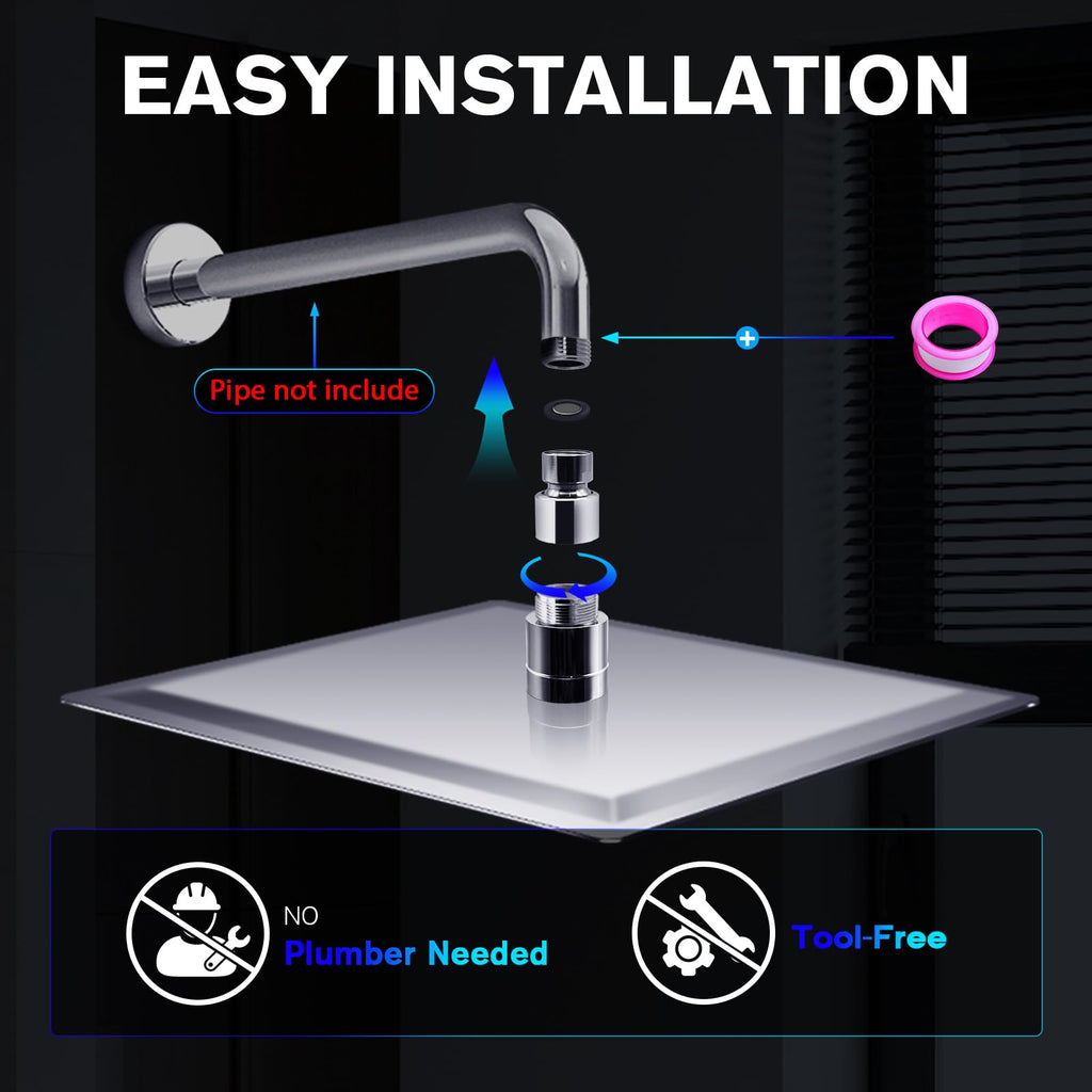 High Pressure 10" Rain Shower Head with LED Color Changing