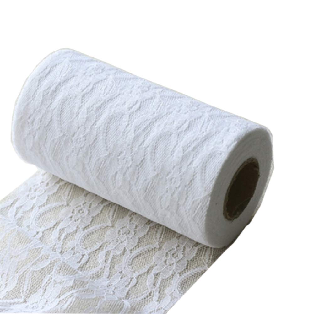 Stiff Tulle Mesh Lace Roll, Wedding Party Decor Lace Trim, White 25 Yards