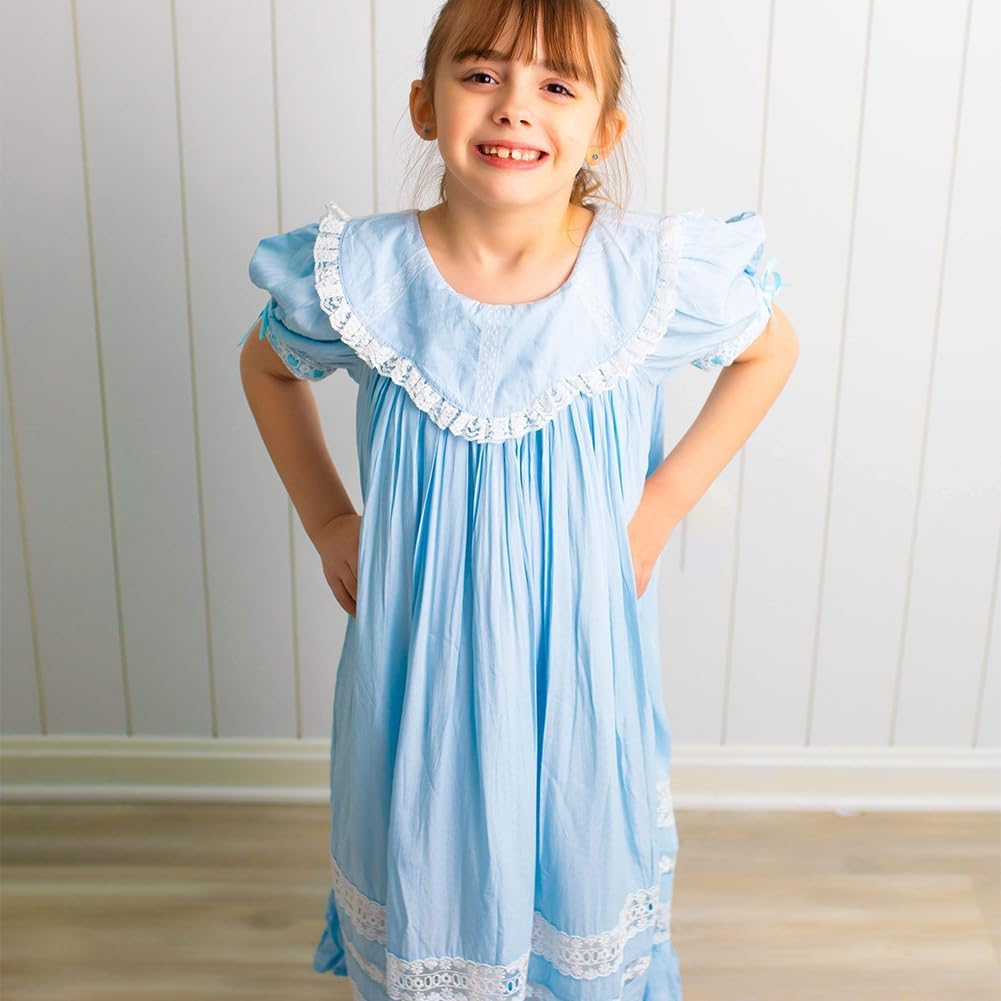 Girls Dress, Girls Gowns, Lace Heirloom Dress, Puff Sleeve, Cute Long Style for Kids